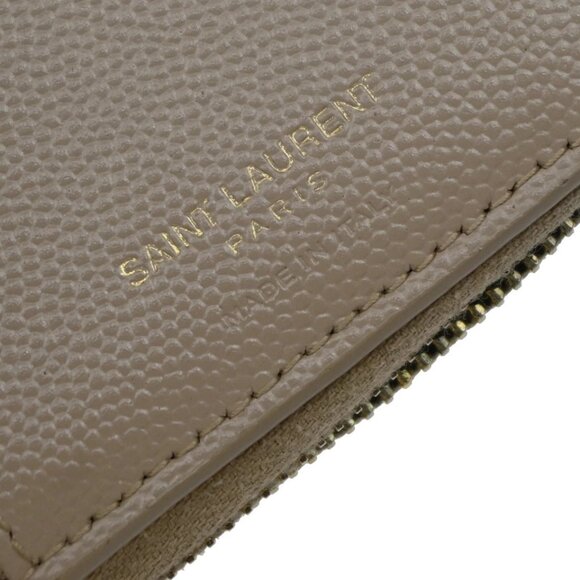 SAINT LAURENT YSL Logo Compact Bifold Wallet Leather Beige 258-082825 - Picture 15 of 15